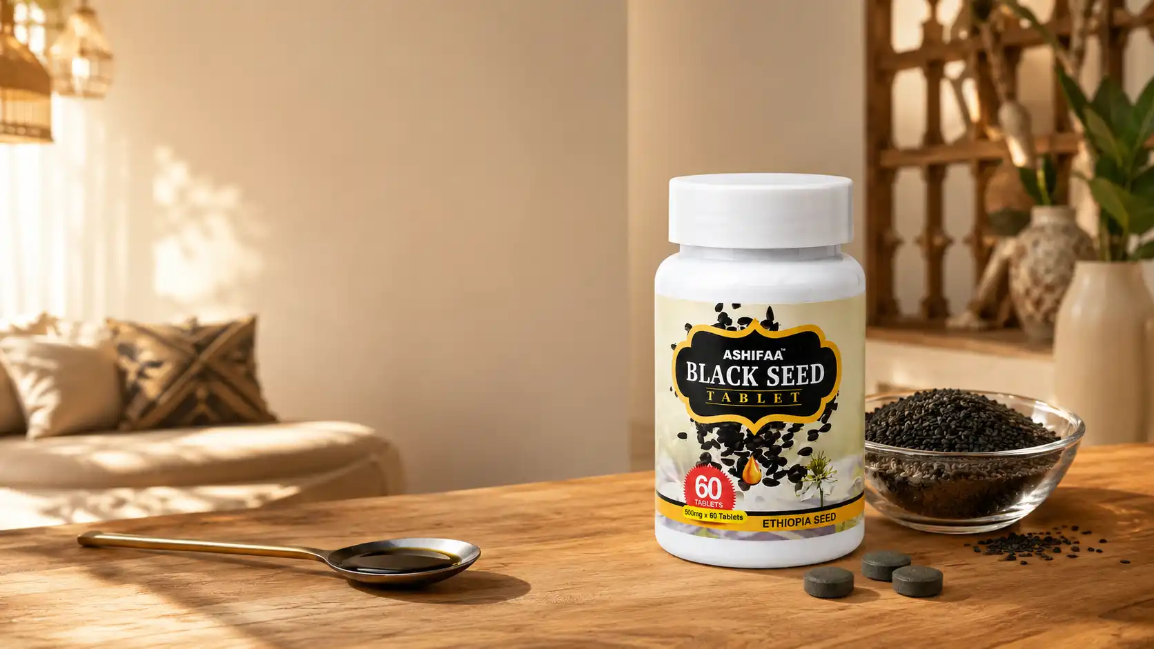 Ashifaa Black Seed Tablet bottle